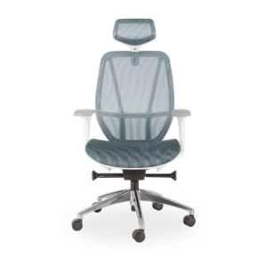 Crystal High Back White and Blue Swivel Chair