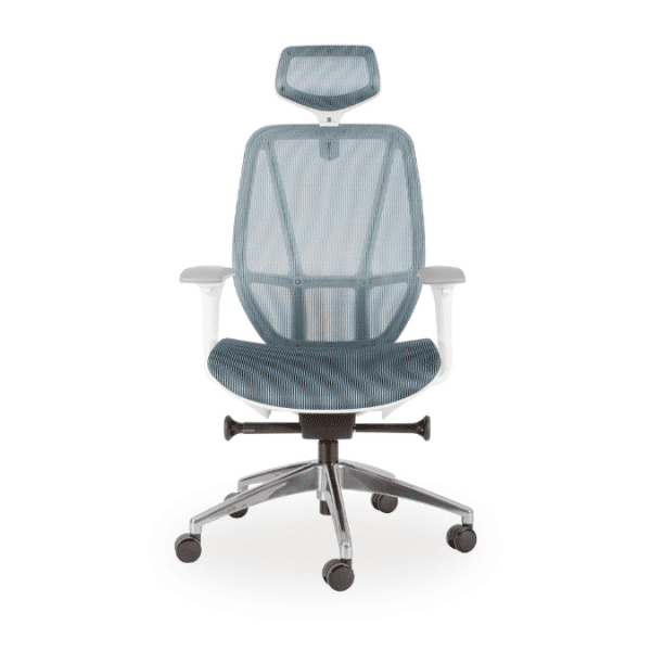 Crystal High Back White and Blue Swivel Chair