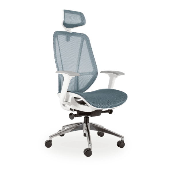 Crystal High Back White and Blue Swivel Chair