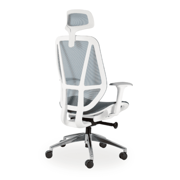 Crystal High Back White and Blue Swivel Chair