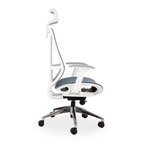 Crystal High Back White and Blue Swivel Chair