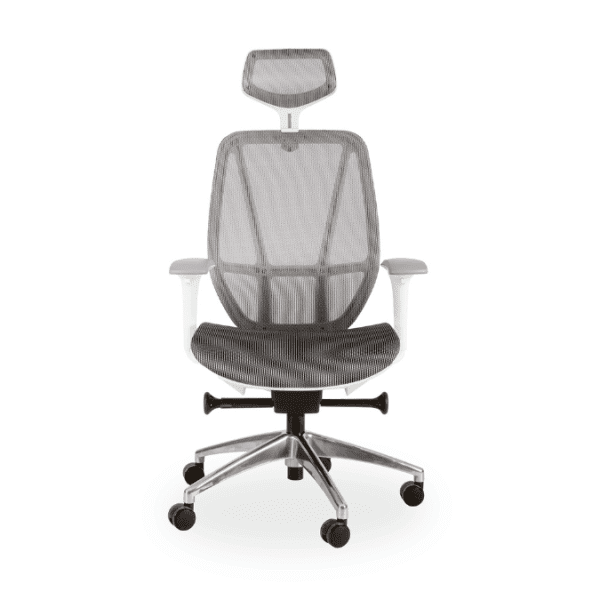 Crystal High Back White and Grey Swivel Chair