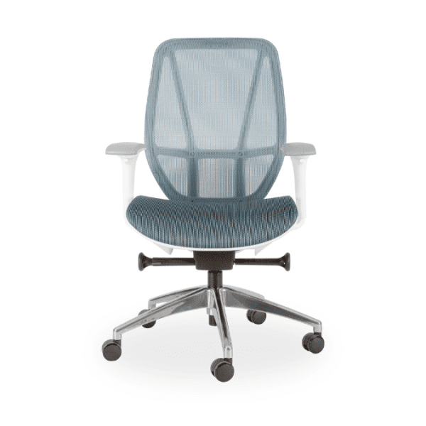 Crystal Mid Back White and Blue Swivel Chair