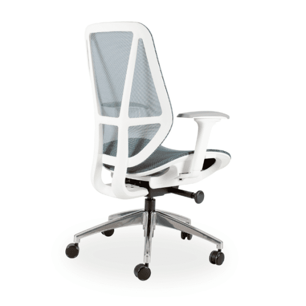 Crystal Mid Back White and Blue Swivel Chair