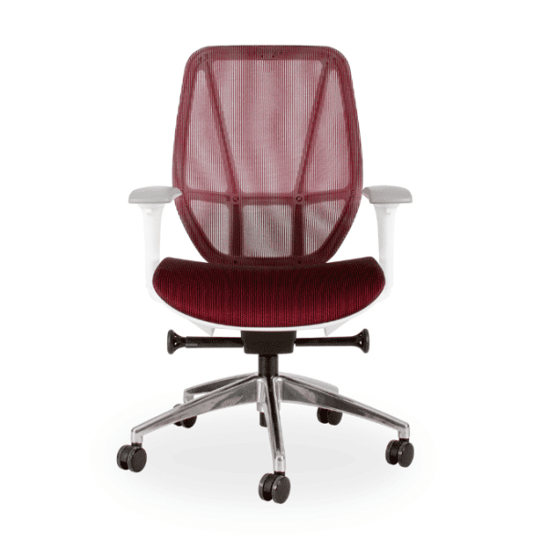 Crystal Mid Back White and Red Swivel Chair