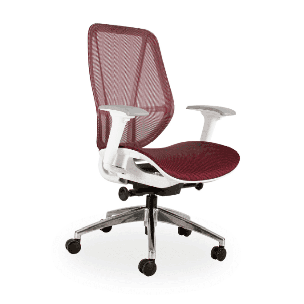 Crystal Mid Back White and Red Swivel Chair