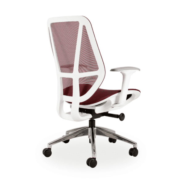 Crystal Mid Back White and Red Swivel Chair
