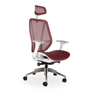 Crystal High Back White and Red Swivel Chair