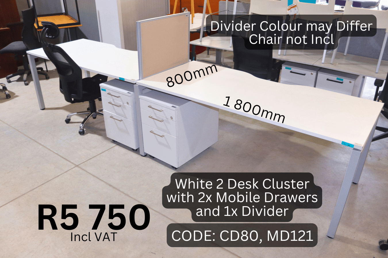 Used White cluster Desk, Second Hand Work Station