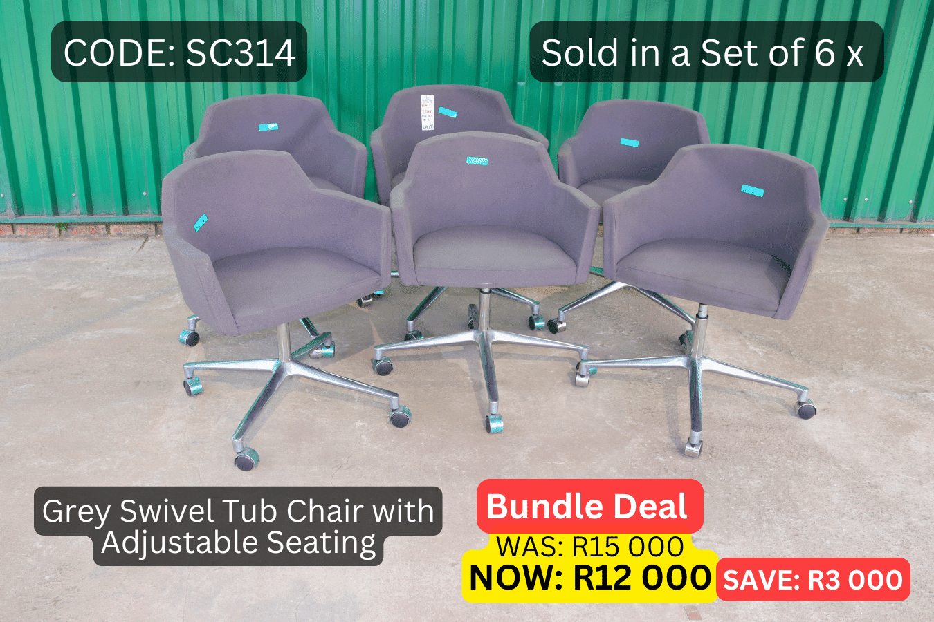 Grey Swivel Tub Chair with Adjustable Seating