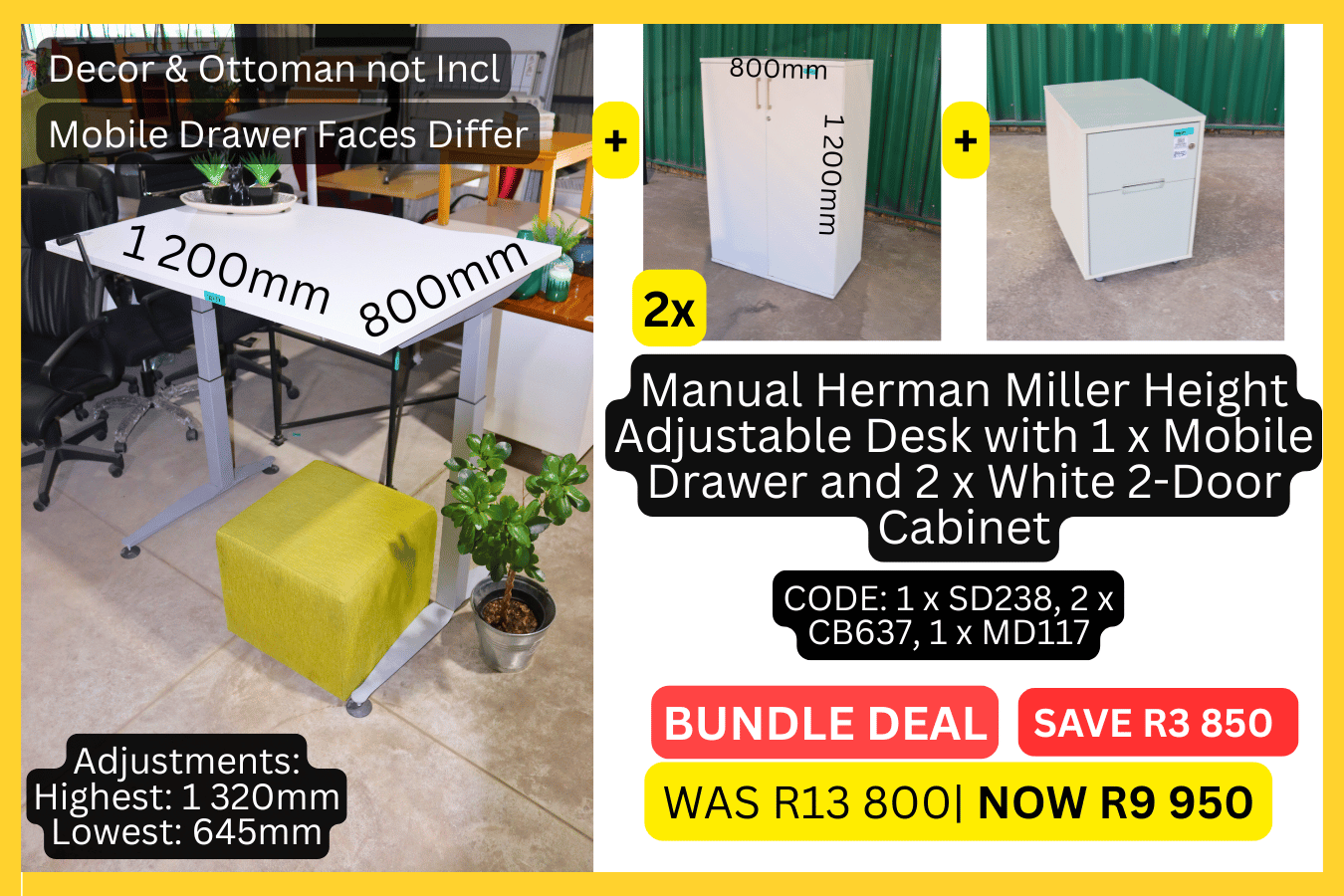 Used Office Desk, Second Hand Adjustable Desk