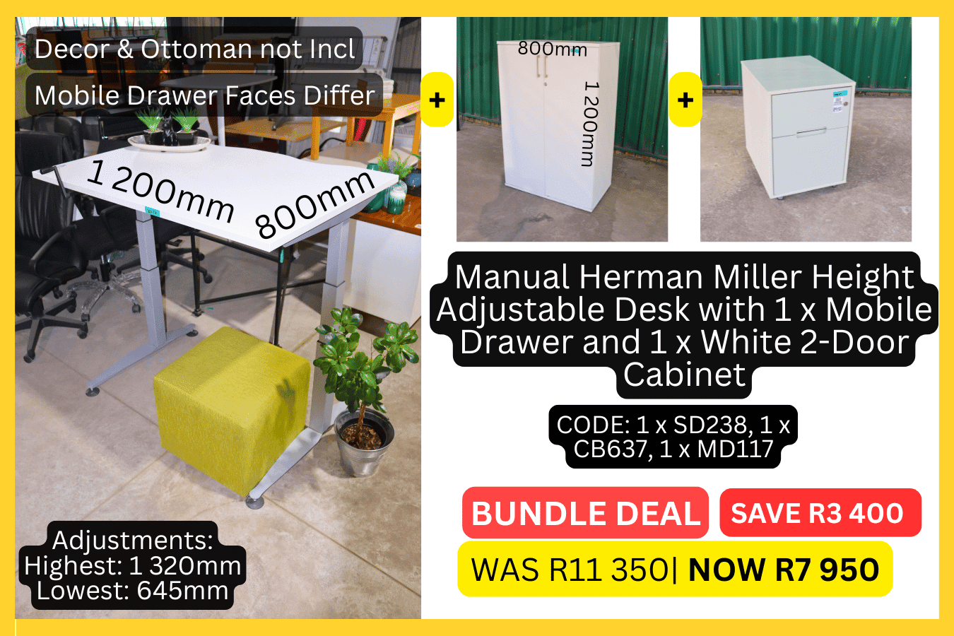 Used Office Desk, Second Hand Adjustable Desk