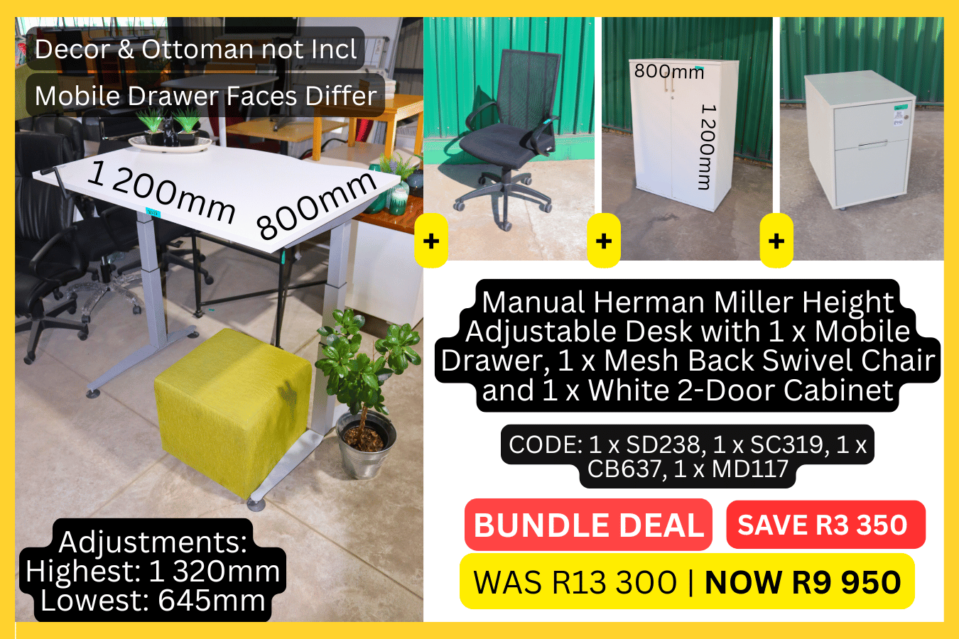 Used Office Desk, Second Hand Adjustable Desk