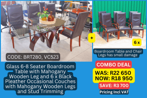 Used 6-8 Seater Boardroom Table, Second Hand Boardroom Table, Used Glass Boardroom Table, Used Glass Table