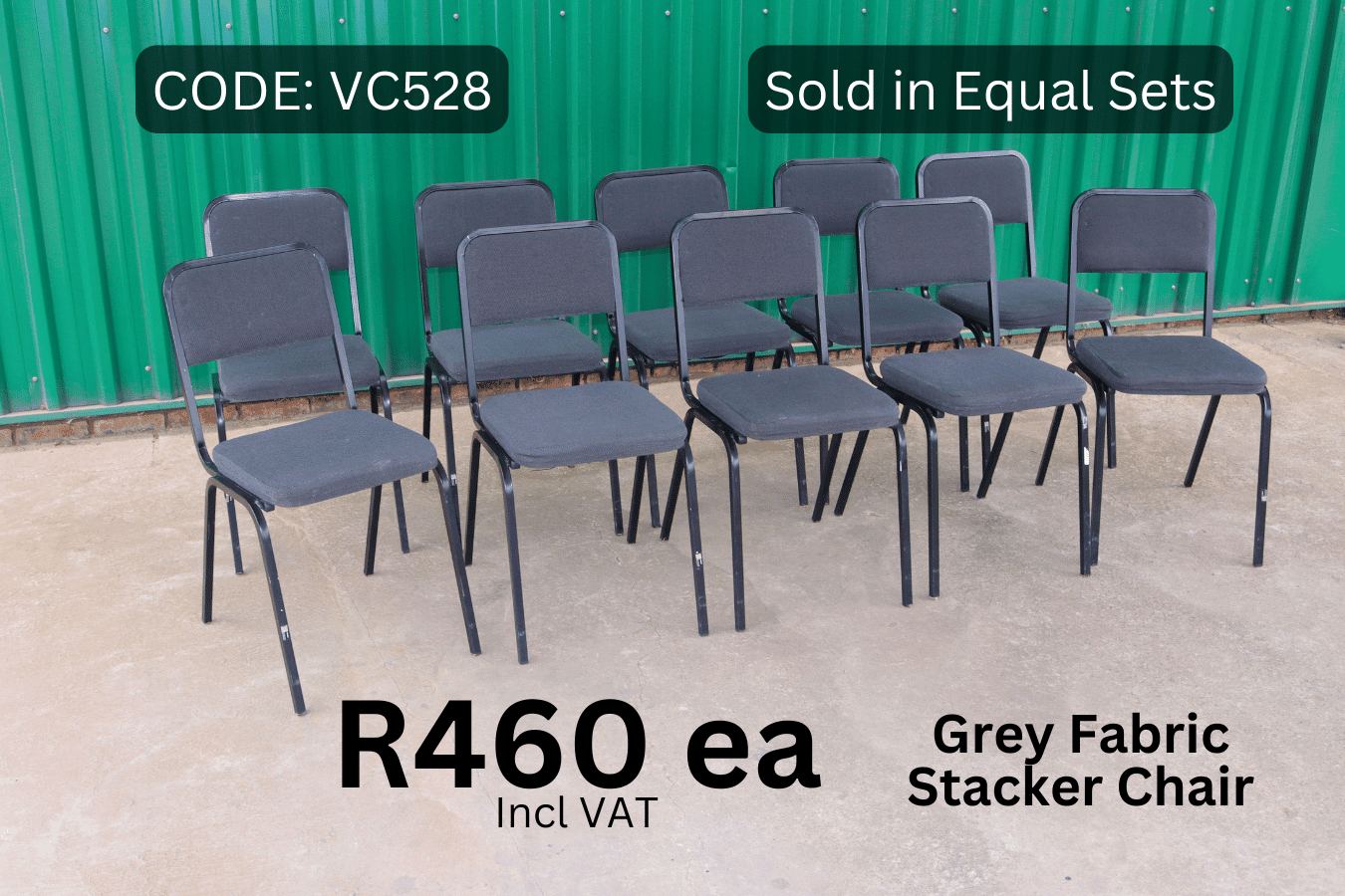Used Grey Stacker Chairs, Second Hand Office Chairs without Wheels