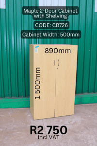 Used Maple 2-Door Cabinet with Shelving, Second Hand Office Cabinet