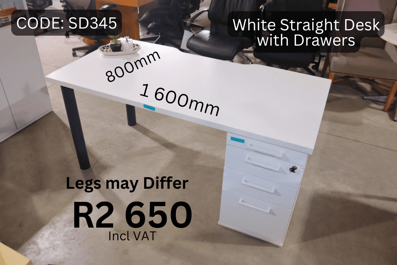 Used Office Desk, Second Hand Straight Desk with Drawers