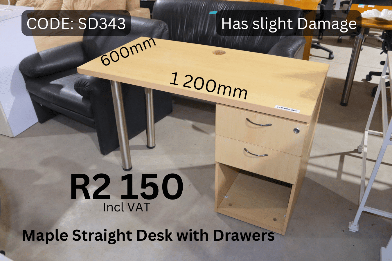 Used Office Desk, Second Hand Straight Desk with Drawers