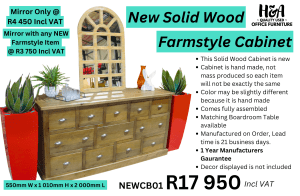 New Farmstyle Solid Wood Server Cabinet