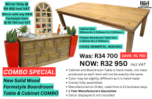 New Farmstyle Solid Wood Boardroom Table and Cabinet