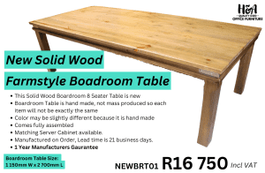 New Solid Wood Farmstyle Boardroom Table