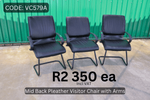 Used Pleather Visitor Chair, Second Hand Waiting Area Chair