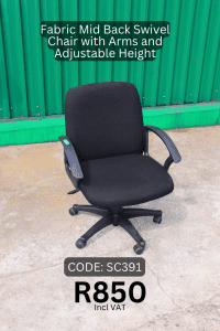 Used Swivel Chair, Second Hand Office Chair, Pre-Loved Swivel Chair with Arms