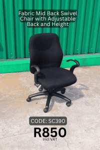 Used Swivel Chair, Second Hand Office Chair, Pre-Loved Swivel Chair with Arms