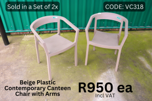 Used contemporary plastic canteen chair supplied by HNA Office Furniture in Gauteng.
