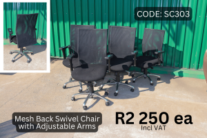 Quality used mesh back office swivel chair supplied by HNA Office Furniture in Guateng.