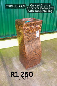 Unique bronze concrete pot supplied by HNA Office Furniture in Gauteng.