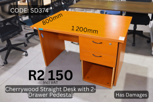 Second Hand cherrywood straight desk supplied by HNA Office Furniture.