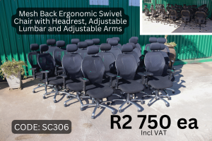 Quality second hand ergonomic swivel chair supplied by HNA Office Furniture in Gauteng.