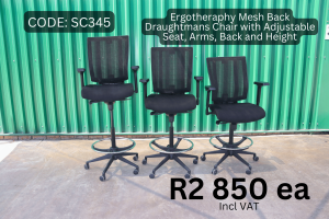 Excellent condition used mesh back draughtmans chair supplied by HNA Office Furniture in Wadeville.