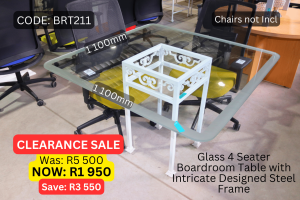 Modern used glass boardroom table supplied by HNA Office Furniture in Gauteng.