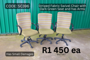 Used Green Fabric Swivel Chair with Arms supplied by HNA Office Furniture in Gauteng