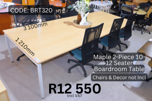 Quality second hand 10 to 12 seater boardroom table supplied by HNA Office Furniture.