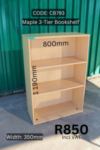 Quality second hand maple bookshelf supplied by HNA Office Furniture in Gauteng.