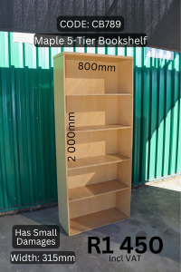Quality second hand maple bookshelf supplied by HNA Office Furniture in Gauteng.