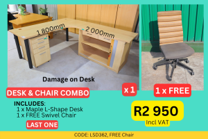 Second Hand L-Shape desk and chair combo supplied by HNA Office Furniture in Gauteng.