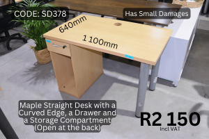Used maple straight desk supplied by HNA Office Furniture in Gauteng.