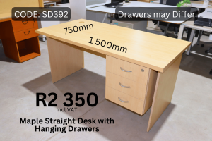 Modern used straight desk with drawers supplied by HNA Office Furniture in Gauteng.