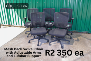Used Mesh Back Swivel Chair supplied by HNA Office Furniture in Gauteng