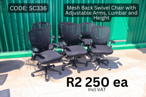 Quality used office swivel chair supplied by HNA Office Furniture in Gauteng.
