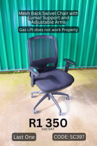 Used Mesh Back Swivel Chair supplied by HNA Office Furniture.