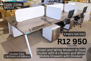 Modern used cluster desk supplied by HNA Office Furniture in Gauteng.