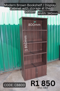 Quality used modern brown bookshelf supplied by HNA Office Furniture in Gauteng.
