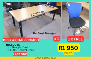 Modern used straight desk combo supplied by HNA Office Furniture in Wadeville, Germiston.