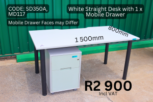 Contemporary second hand straight desk supplied by HNA Office Furniture in Gauteng.