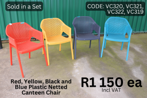 Contemporary used plastic canteen chair supplied by HNA Office Furniture in Gauteng.